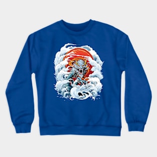 Chinese Dragon in Ocean Wave Crewneck Sweatshirt